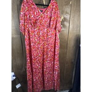 Maree Maxi Dress With Flutter Sleeve, Pink, Size 24